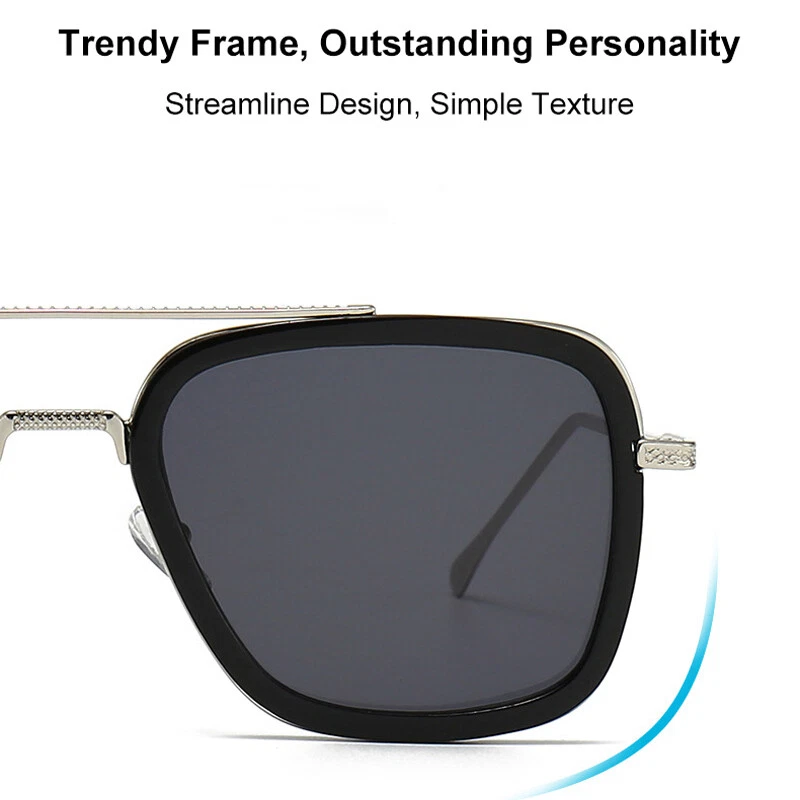 Gafas de sol vintage cuadradas con marco de metal para hombres mujeres Gafas de sol de moda Gafas Foto 3 de 4