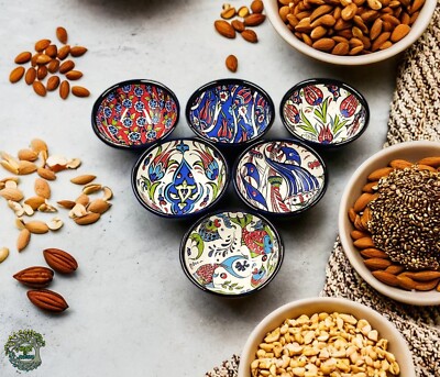 Boho Ceramic Bowl Set of 6 | Handmade Turkish Pottery Breakfast Set