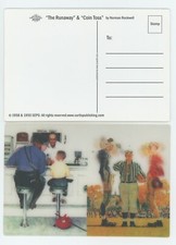 The Runaway + Coin Toss by Norman Rockwell Great Motion Lenticular Postcard New