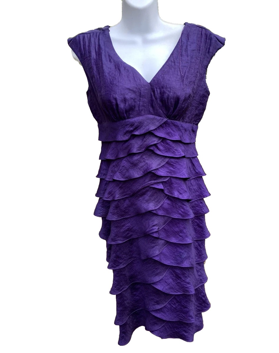 london times formal dresses Purple Ruffles Evening Dress Size 4 Lapis Blue