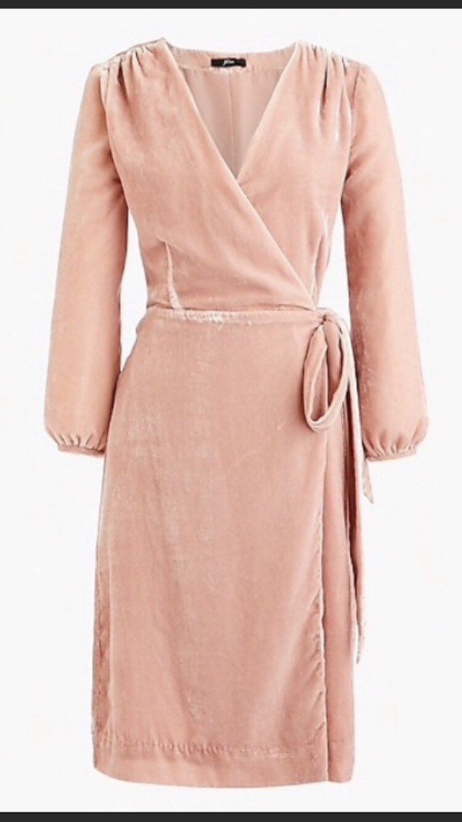 j crew pink velvet dress PLUS J.CREW PINK VELVET WRAP DRESS