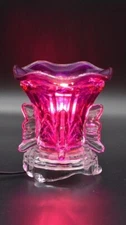 Electric Aroma Oil Warmer Dimmer Switch, Beautiful Design Glass 5" Red Violet