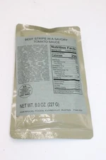 MRE Entree Beef Strips in Tomato Sauce Emergency Food Hurricane Meal Prepper USA