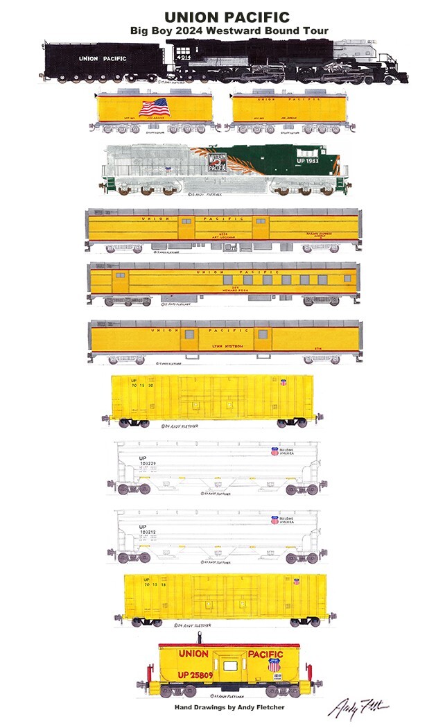 アートポスターNO.6(14479) Union Pacific Big Boy #4014 2024 Train w/ WP 11