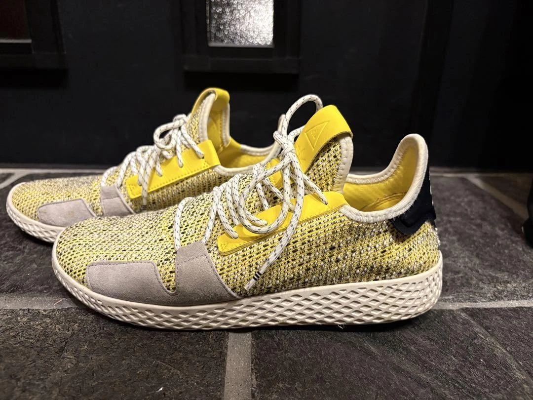 Adidas Uomo 9.0US Giallo Grigio Maglia Scamosciata Sneakers Casual Suola in Gomma