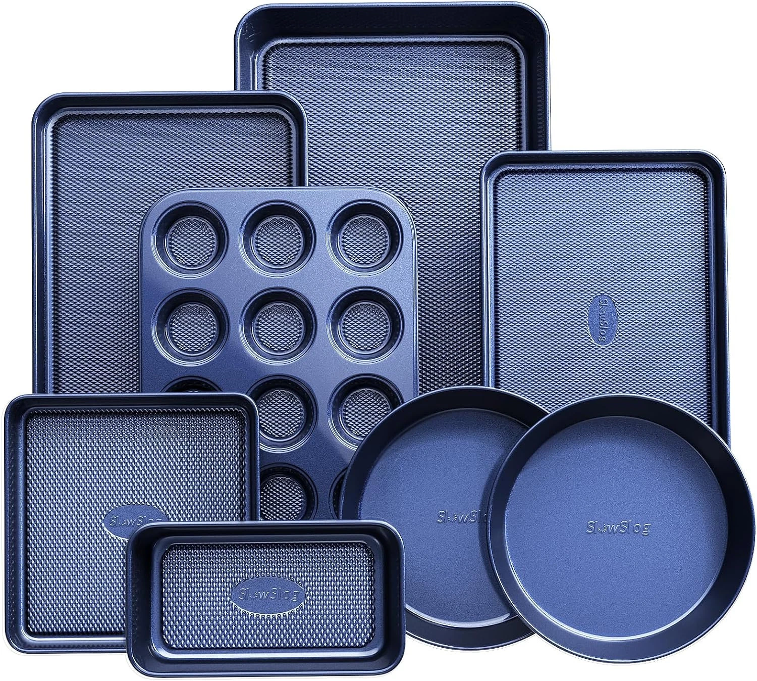 Baking Pans Set 8-Piece Bakeware Sets, Sets for Cooking Diamond Blue