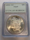 1882-CC Morgan PCGS MS65 Old Green Holder With Slight Rotation