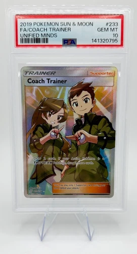 2019 Pokemon S&M Unified Minds - Coach Trainer #233 | PSA 10 GEM MINT | FULL ART