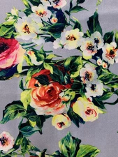 Sutton FLORAL Print 12 on Polyester Stretch Velvet for Bows, Topknot, Scrunchie