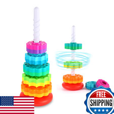LMTNNB Spinning Stacking Rainbow Tower Toy for Toddlers, Kids Educational ABS Pl