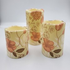 Handcrafted Decopauge Floral LED Pillar Candl...