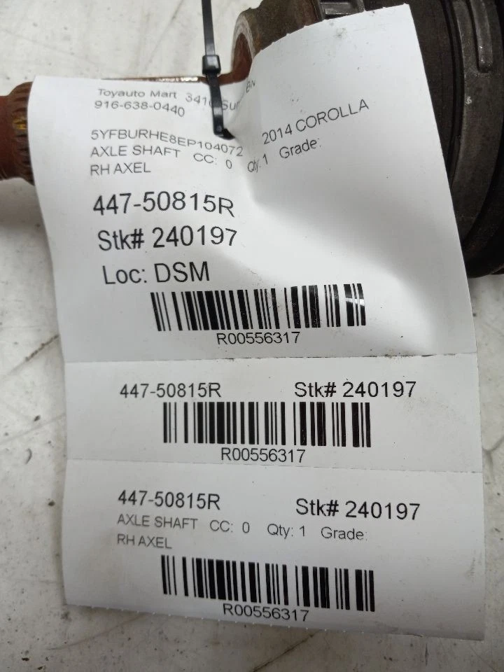 09-19 TOYOTA COROLLA FRONT PASSENGER RIGHT AXLE SHAFT - Image 4 of 4