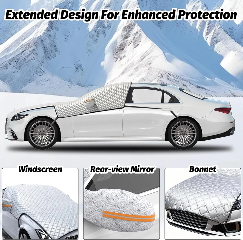 Car SUV/Truck/Sedan Half Windshield Cover Winter Snow Ice Frost Cover Outdoor Foto 3 de 4