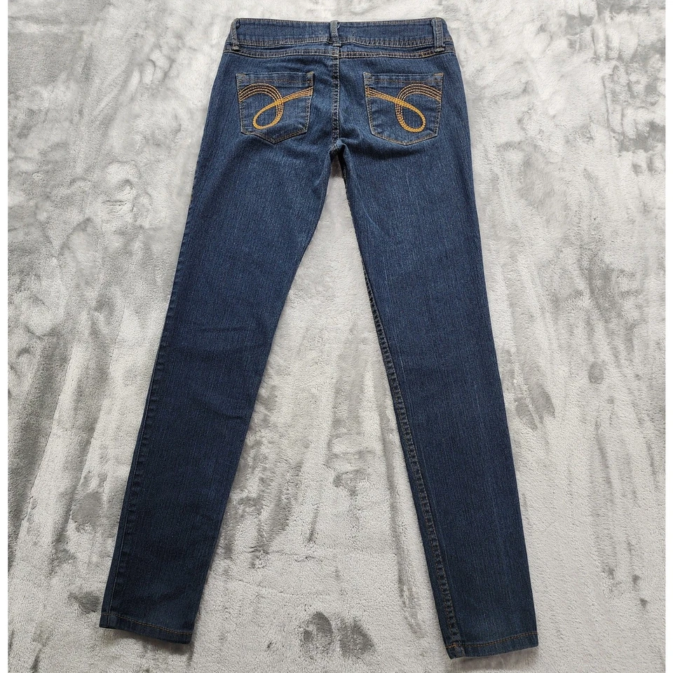 Jeans Bongo vintage para mujer 3 juniors azul tiro bajo pierna ajustada elástico denim Foto 3 de 4