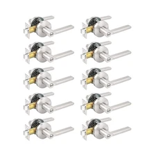 Privacy Door Lever Modern Flat Handles Satin Nickel for Bed Bath 10 Pack