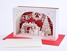 Japanese 3D Layered Pop-Up Christmas Card – Fireplace Scene – Free Shipping