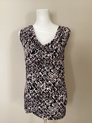 Calvin Klein shell, purplem black, white, sleveless, US size 12 Large