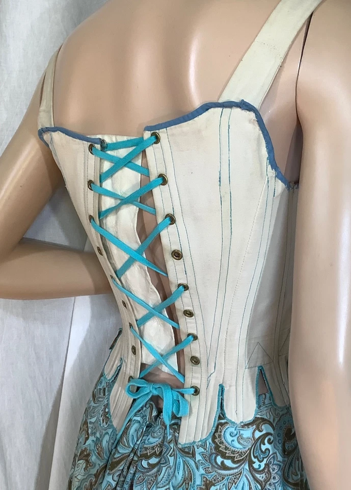 Disfraz Corsé Victoriano Algodón Top Deshuesado Forrado Cordones Espalda Lona Ren Fair S Foto 4 de 4