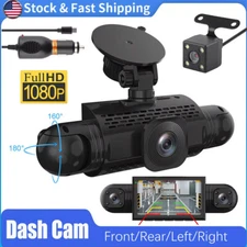 Dash Cam 4 Channel 360° Front Rear Inside DashCam, HD 1080P Car Camera 32GB