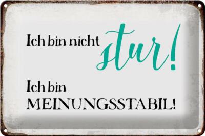 Blechschild Spruch 30x20 cm bin nicht stur meinungsstabil Deko Schild tin sign