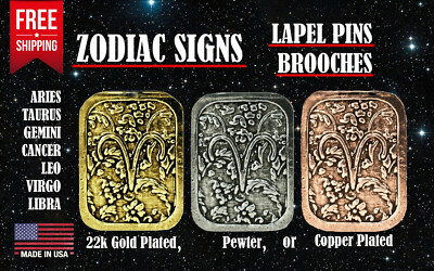 Zodiac Signs Lapel Pin Brooch, Astrological Signs, Made in USA