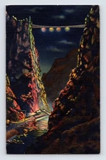 Postcard Colorado Royal Gorge CO Bridge Night 1939 Posted Linen