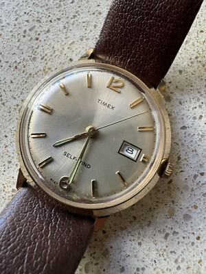 Desirable Vintage Timex Self Wind Viscount Gold Serviced