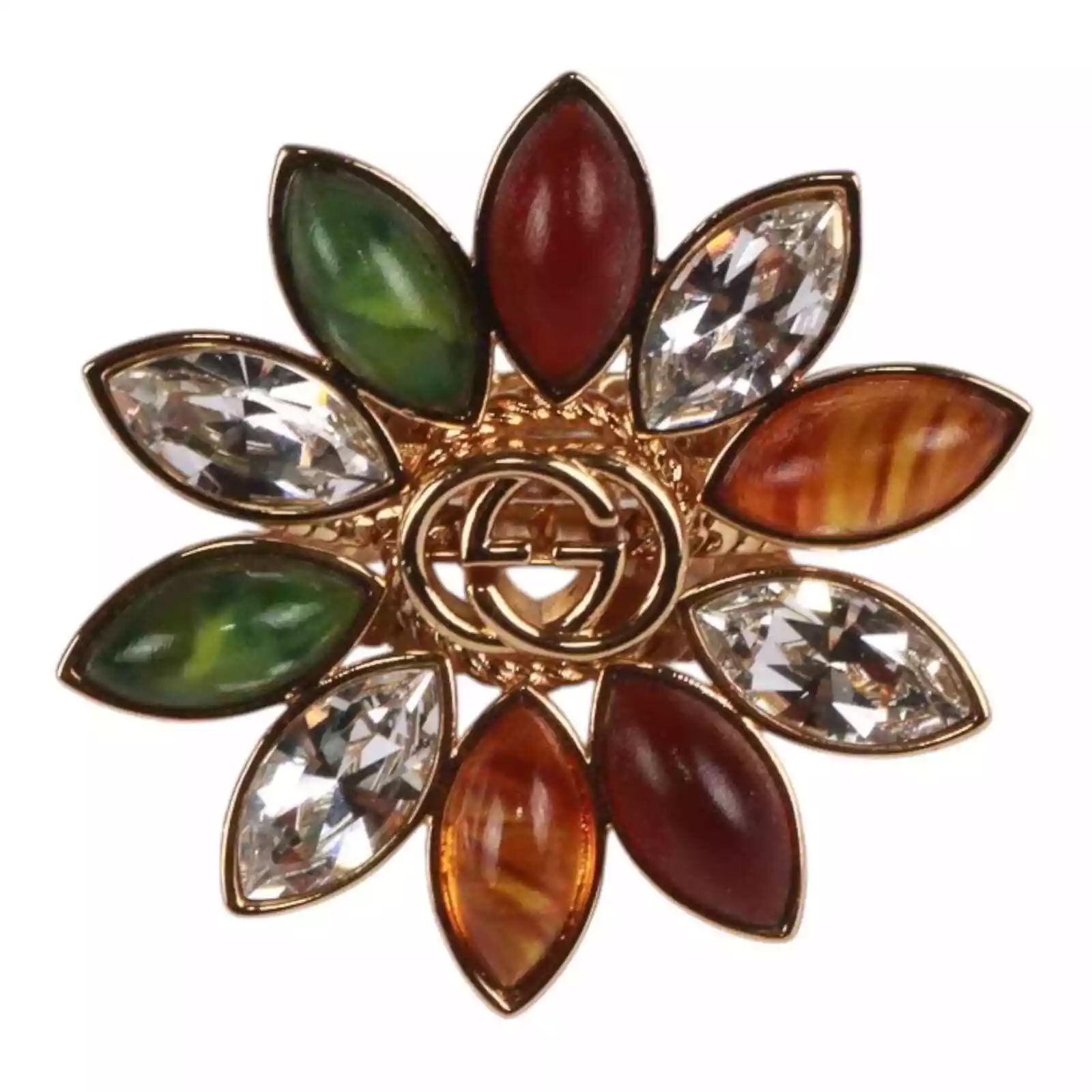Authentique bague fleur Gucci imbriquée G