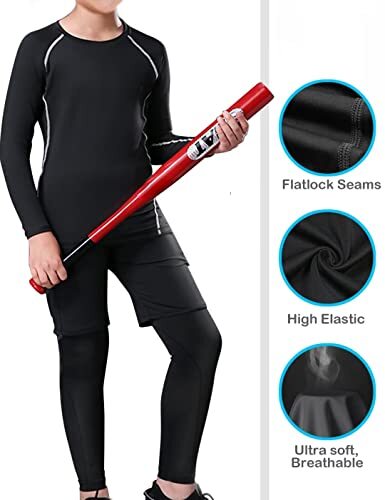 4 Pack Youth Boy’s Compression Pants Leggings Medium 2 Black 1 Blue 1grey - Picture 5 of 8