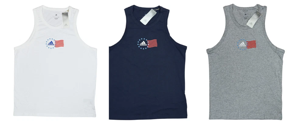 Adidas American Flag USA Logo Graphic Multi-Sport Athletic Men's Tank Top NWT