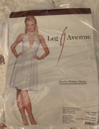 Leg Avenue Starlet Halter Dress Marilyn Monroe White Halloween Adult Costume M/L - Afbeelding 1 van 2