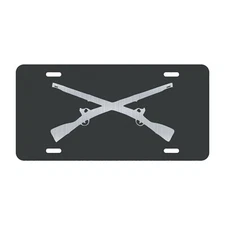 Army Infantry Crossed Rifle License Plate Tag Vanity Front Aluminum 6 By 12 Inch