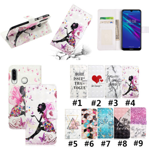Wallet Flip PU Leather Phone Case Cover For Huawei P40 Lite Mate 20 Lite P20 Pro - Afbeelding 1 van 17