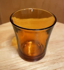 (1) Vintage Duralex amber brown Drinking glass, tumbler, Made in France, 3” Tall