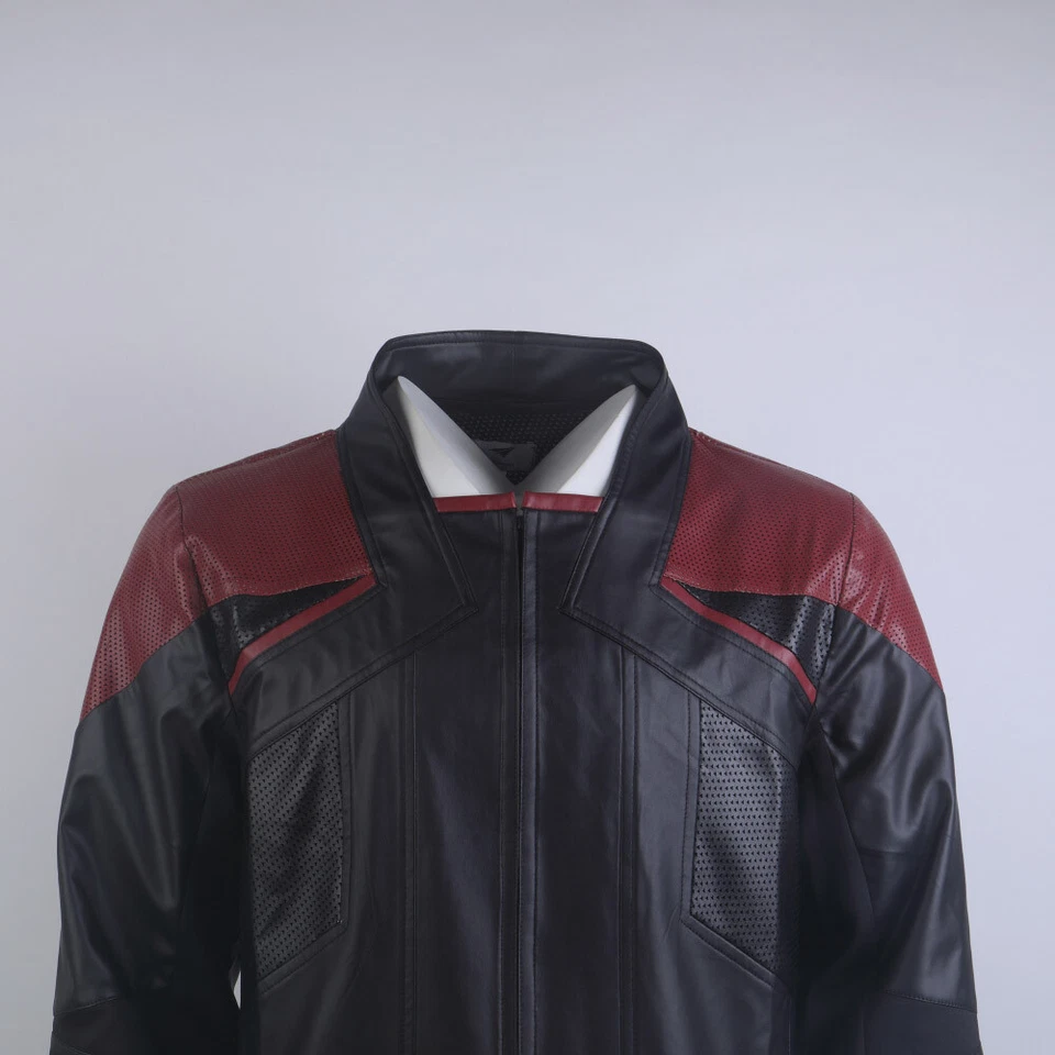 Picard 3 Captain Riker Red Geordi Gold Blue Leather Jackets  Starfleet Costumes - Image 4 of 4