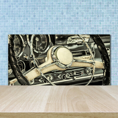 Tableau Sur Verre Trempé 100x50 Cm - Volant De Cabriolet - Style Moderne - Par Tulup