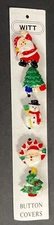 Set Of 5 Witt Christmas 2 Santa, 1 Snowman, 2 Xmas Trees, Acrylic Button Covers