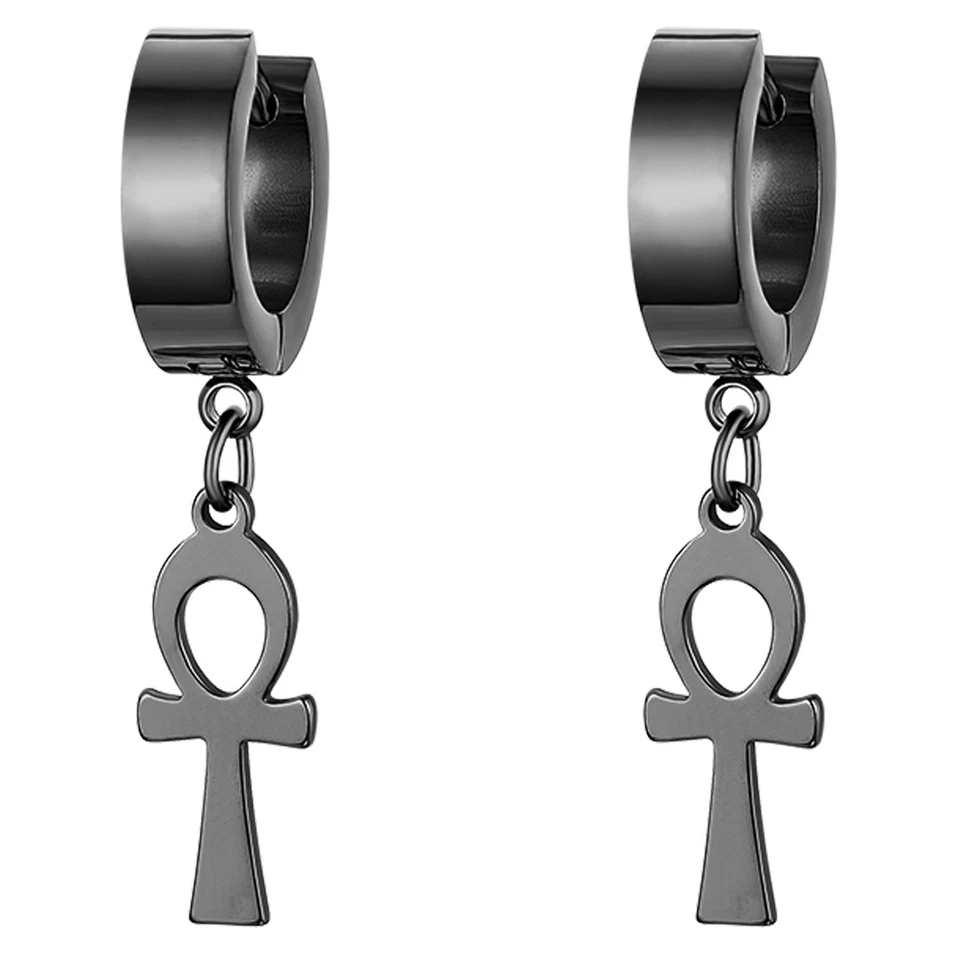 Pendientes de aro de plumas cruzadas de acero inoxidable de 40 piezas para hombres y mujeres Foto 4 de 4