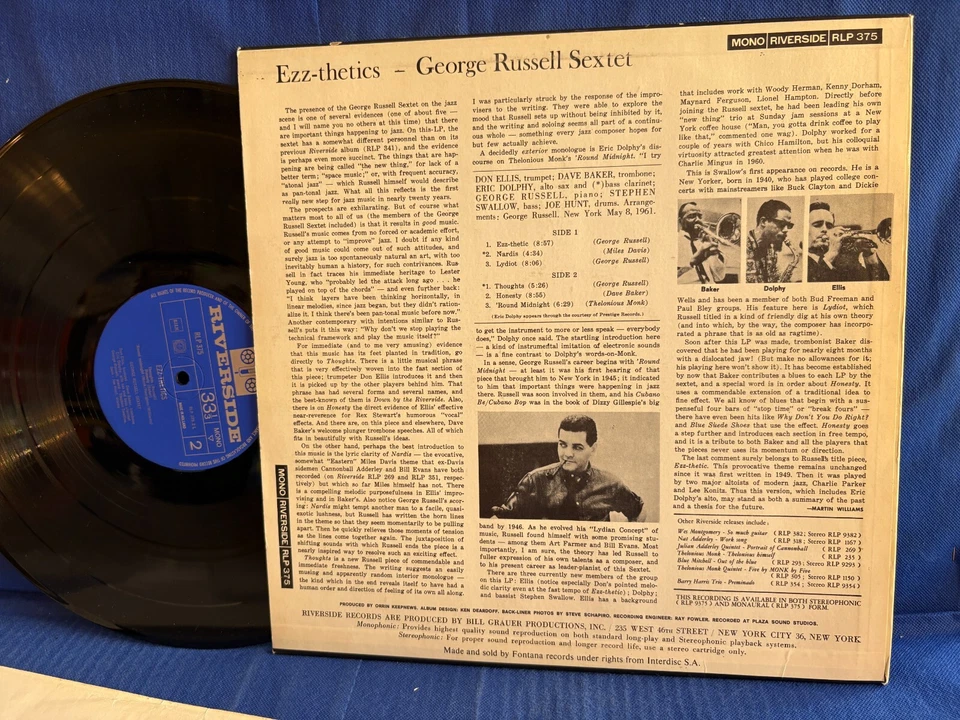 GEORGE RUSSELL EZZ THETICS RIVERSIDE 375. ORIGINAL HOLLAND LP EXC+ - Photo 3/4