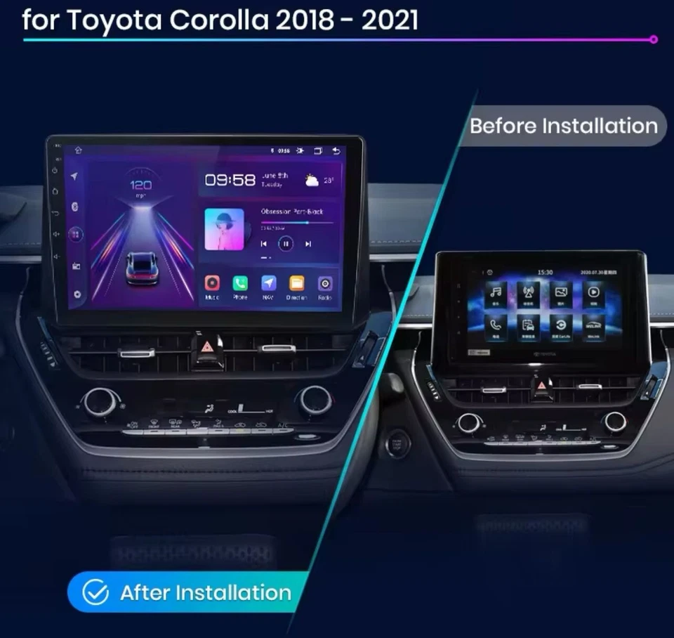 AUTORADIO ANDROID 6/128GB TOYOTA COROLLA 2018-2021 STEREO AUTO TOUCH 9" WIFI GPS - Immagine 2 di 4