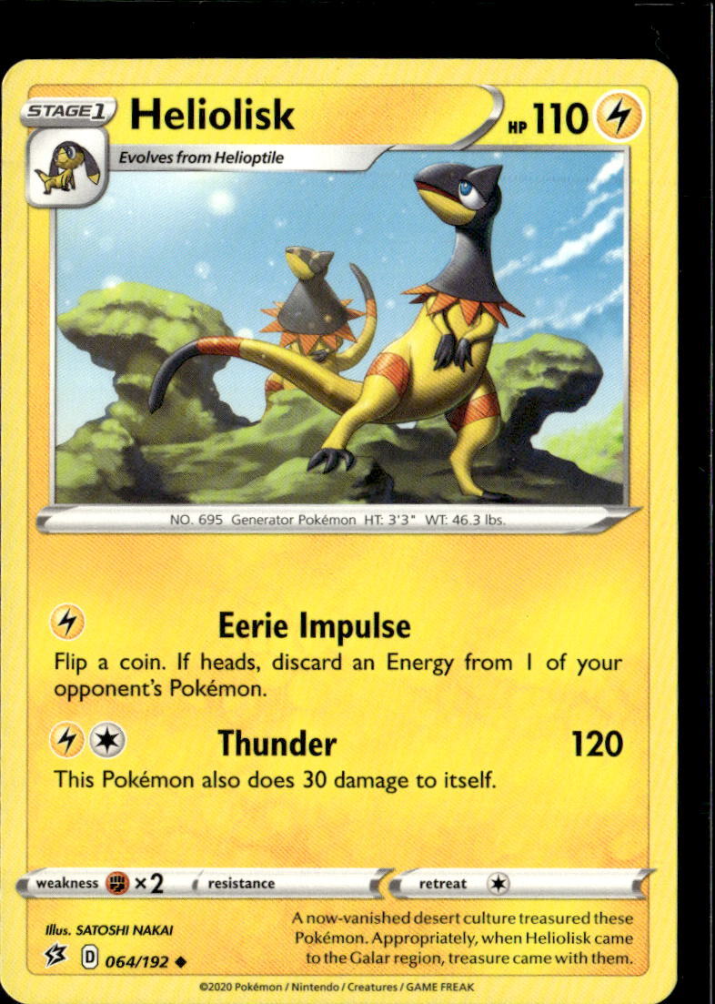 Pokemon Heliolisk 064/192 Rebel Clash Non Holo Uncommon 2 Card Lot