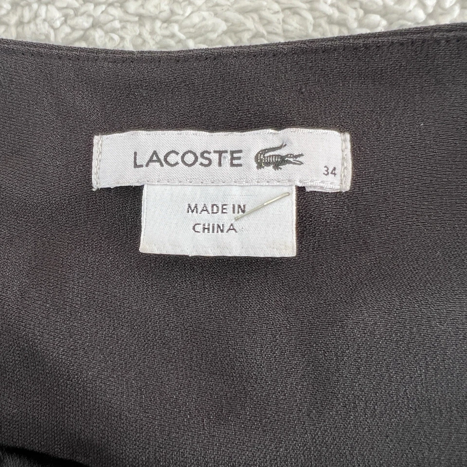 Blusa Lacoste Mujer Talla 34 Negra Mangas 3/4 Polo Plisado Espalda Foto 3 de 4