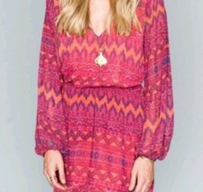 Show Me Your Mumu Large Rajah Rainey Mini Dress Boho Long Sleeve Back Cutout