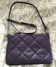 Talbots Quilted Plum Leather Crossbody Purse Bag-mint
