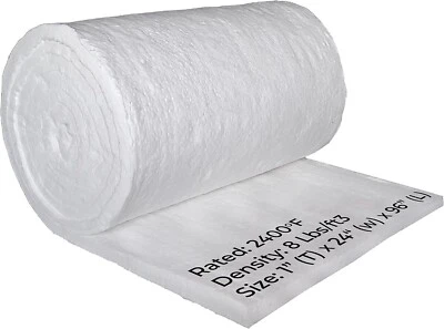SIMOND STORE Ceramic Fiber Insulation Blanket - 8# Density - 2400F - 1” x 24” x 96” in size.