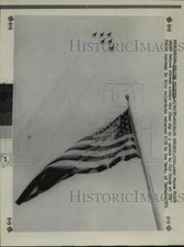 1967 Press Photo USAF F-100 Super Sabres streak across the sky, Colorado Springs