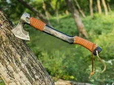 CUSTOM HANDMADE CARBON STEEL VIKING HATCHET TOMAHAWK CAMPING HUNTING AXE