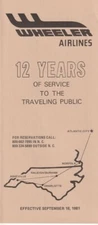 Wheeler Airlines timetable 1981/09/18
