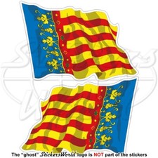 COMUNIDAD VALENCIANA ESPAÑA Bandera ondeante 120mm pegatina x2