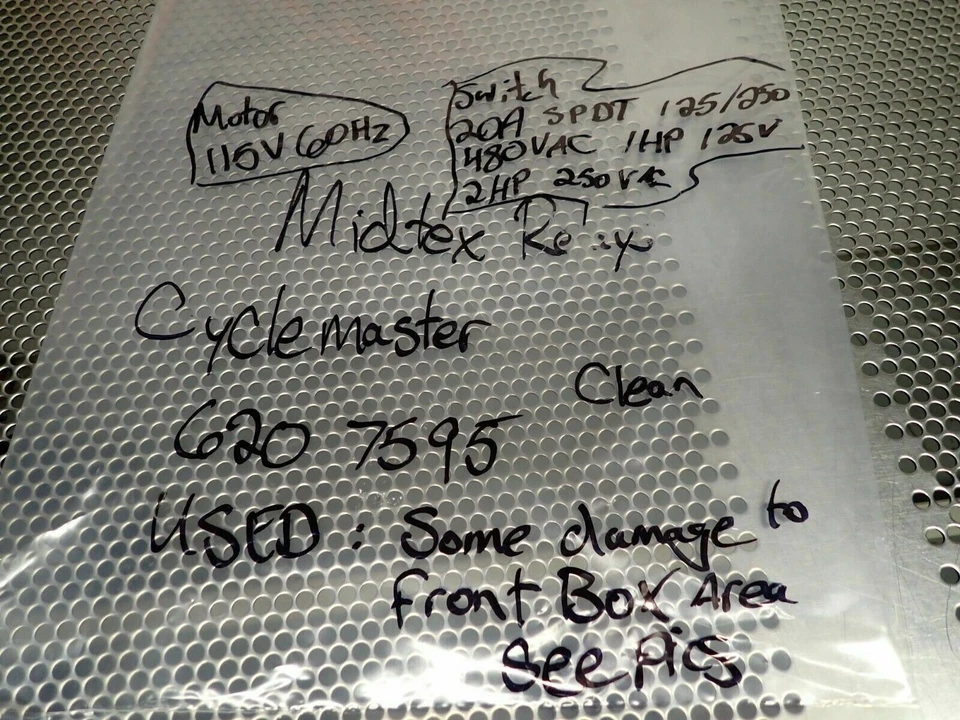 Midtex Relays Model 620-7595 Cyclemaster Motor 115V 60Hz Used With Warranty - Image 2 of 4